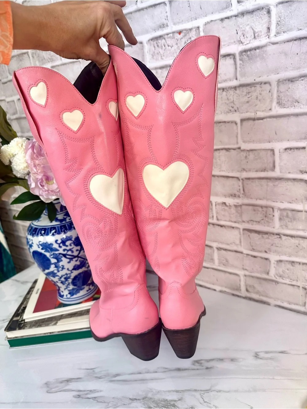 Pink Heart Western Cowboy Boots Barbiecore Festival Cowgirl 39 *Read descr
